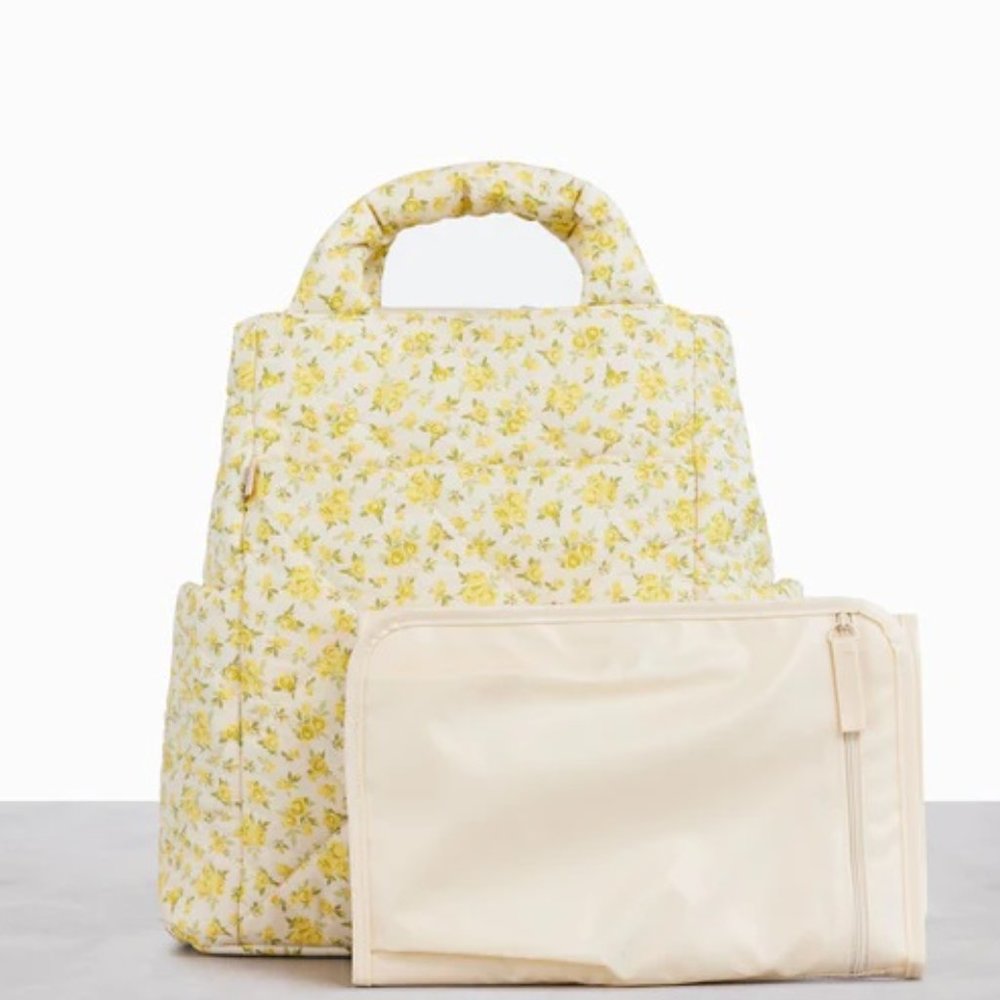 NWT BEIS x Elsa Hosk Garden Party Yellow Floral Backpack Tote Diaper Bag